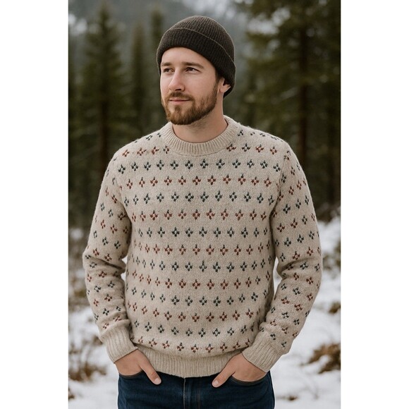 Vintage Fieldmaster Mens Y2K Fair Isle Nordic Winter Cabin Grandpa Sweater XLT - Picture 2 of 9
